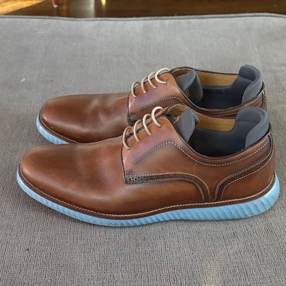 Martin Dingman Brown Leather Derby Shoes with Light Blue Soles